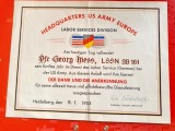 H369-I-Document evidentiere Cartierul General Nato US Army din Europa 1953- Divizia Serviciul Muncii-GEORG WESS.