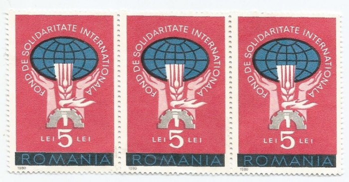 *Romania, lot 857 cu 3 timbre fiscale de ajutor, straif, 1980, MNH
