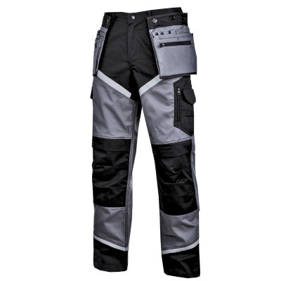 Pantaloni grosi Premium Lahti Pro, marimea XL, 182 cm, poliester/bumbac, 24 buzunare, benzi reflectorizante, talie ajustabila, Negru/Gri foto