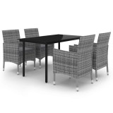 Cumpara ieftin Set mobilier de gradina cu perne 5 piese poliratan &amp; sticla