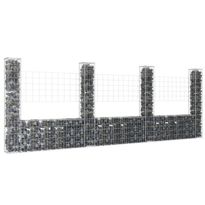 vidaXL Coș gabion &amp;icirc;n formă de U cu 4 st&amp;acirc;lpi, 380x20x150 cm, fier 151284 foto