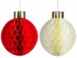 Set 2 globuri Craciun hartie alba rosie &Oslash; 30 cm x 34 H