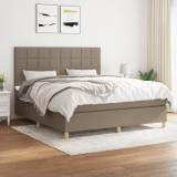 Cumpara ieftin Pat box spring cu saltea, gri taupe, 160x200 cm material textil