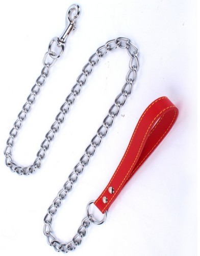 Lesa lant 2 mm/1,20 m &amp; maner piele rosu