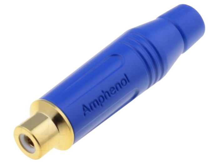 Conector RCA mamă albastru aurit