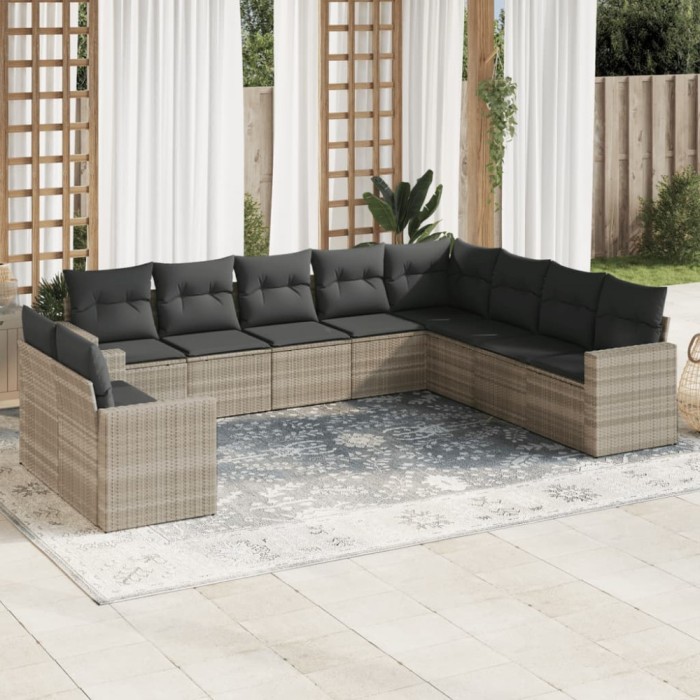Gossi set canapele de gradina cu perne 10 piese gri deschis poliratan