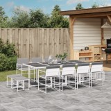 Gossi set mobilier de gradina, 13 piese, cu perne, alb, textilena