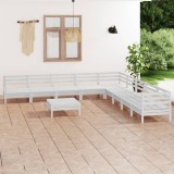 Cumpara ieftin Gossi set mobilier de gradina, 10 piese, alb, lemn masiv de pin