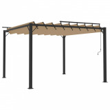 Cumpara ieftin Pavilion cu acoperis jaluzea gri taupe 3x3 m tesatura&amp;aluminiu