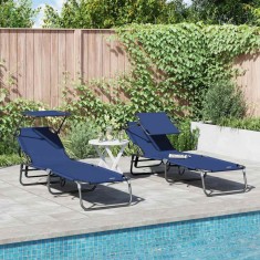 vidaXL Șezlong pliabil 2 pcs albastru 56 x 190 x 81cm țesătură 42003134