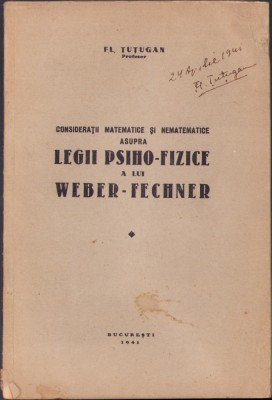 HST C1804 Considerații matematice și asupra legii psiho-fizice .. Weber-Fechner foto