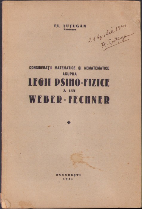 HST C1804 Considerații matematice și asupra legii psiho-fizice .. Weber-Fechner