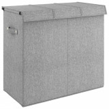 Cos de rufe pliabil, gri, 64,5x34,5x59 cm, imitatie de panza
