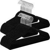 SONGMICS Set de 50 de umerase pentru haine, anti-alunecare cu catifea, bara de cravata si carlig pivotant, 43,5 cm, negru Household NewTrend