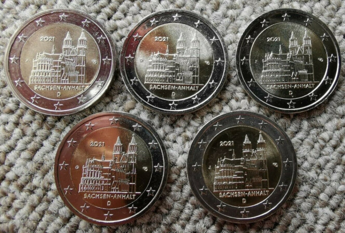 monede GERMANIA 2021, 5x2 euro comemorative (ADFGJ) Magdeburg - UNC