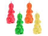 Cumpara ieftin Set 4 lumanari Iepuras ceara multicolora cm 5,5 x 5,5 x 12,5 H