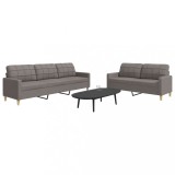 vidaXL Set de canapele, 2 piese, gri taupe, material