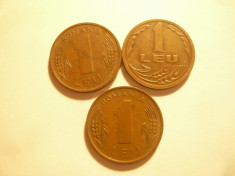 Set 3 Monede 1 Leu 1992 ,1993 ,1995 ,bronz ,cal. f.buna foto