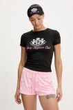 Juicy Couture compleu pijama JUICY SLEEPOVER CLUB SHORT PYJAMA SET culoarea negru, JCLPJ225501