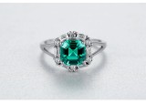 Cumpara ieftin Inel din Argint 925 cu Cristal Hexagonal Verde Smarald si Halo Geometric din Zirconiu