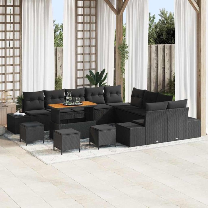 vidaXL Set de canapele pentru grădină 13 pcs Negru 110 x 55 x 71 cm 3364799