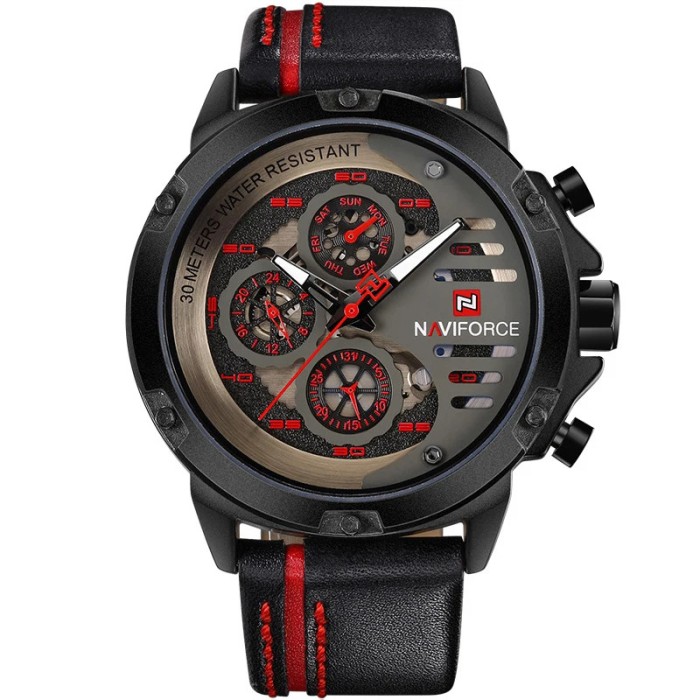 Ceas barbatesc Naviforce Sport Casual Analog Quartz Cronograf Rosu