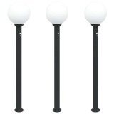 Cumpara ieftin Stalpi iluminatori cu senzor, 3 buc., 120 cm, negru, IP44