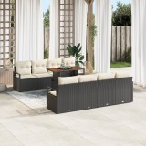 Set canapea gradina Gossi 9 piese cu perne ratan poly negru, canapea gradina Gossi 2 locuri cu depozitare si perne ratan poly negru