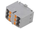 Bloc de distribuție 1,5mm2 cu 6 borne gri
