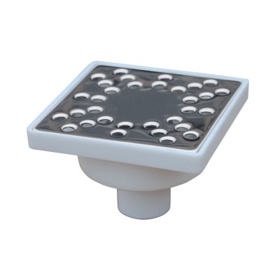 Sifon pardoseala PP + gratar inox, 100 x 100 mm, iesire verticala D 32 mm foto