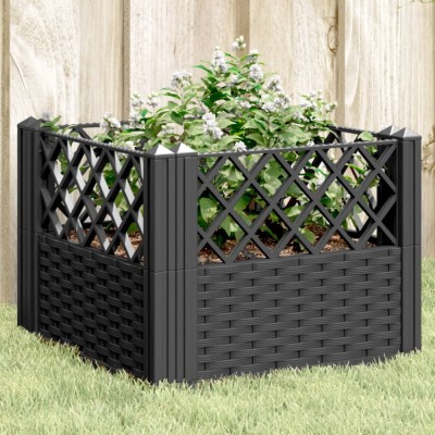 vidaXL Jardinieră de grădină cu spalier, negru, 43,5x43,5x43,5 cm, PP foto