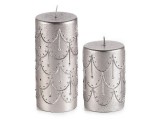 Cumpara ieftin Set 2 lumanari Craciun argintii &Oslash; 7 cm x 15,5 H, &Oslash; 7 x 10,5 H
