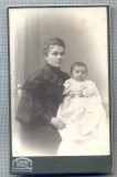 W53 FOTO CABINET -MAMA SI COPIL IN TINUTA DE EPOCA-FOTOGRAF STEIN - BERLIN 1908