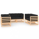 Set mobilier de gradina cu perne, 6 piese, lemn masiv de pin