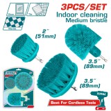 Set 3 perii de curatare TOTAL 1/4 HEX, duritate medie, pentru bormasina