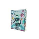 Set de construcție magnetic eMazing - 7 Piese &icirc;n cutie de depozitare model Roboțel, culoare Albastru