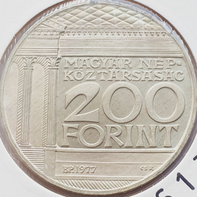 560 Ungaria 200 Forint 1977 Hungarian National Museum km 613 argint foto