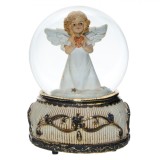 Glob Decorativ Crăciun, Model Ingeraș, Muzical, Sticlă, 10.5x14 cm, Multicolor, Oem