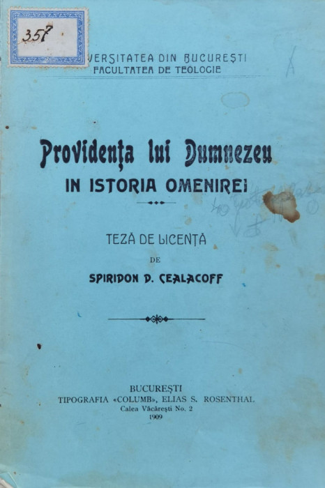 Providenta Lui Dumnezeu In Istoria Omenirii - Sporidon D. Cealacoff ,560618