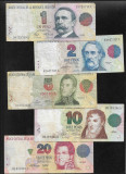 Rar! Set Argentina 1 + 2 + 5 + 10 + 20 pesos convertibles 1992(97), America Centrala si de Sud