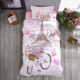 Lenjerie de pat ranforce 100% bumbac - o persoana (paris love)