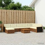 vidaXL Set de canapele de exterior cu pernă 9 pcs Natural și Crem 3383733