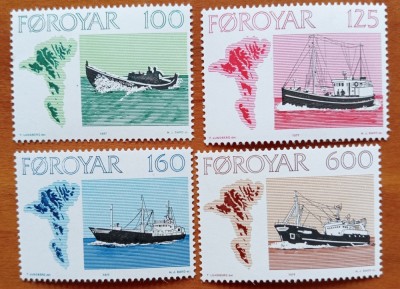 FOROYAR/FEROE(Teritoriu Danez)-&amp;#039;&amp;#039;FLOTAds Pescadoare&amp;#039;&amp;#039;-4val.-MNH-NESTAMP foto