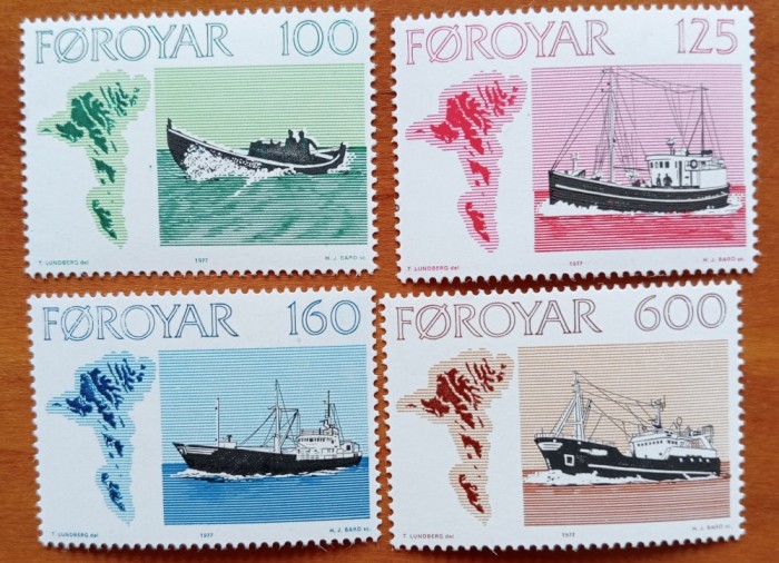 FOROYAR/FEROE(Teritoriu Danez)-&#039;&#039;FLOTAds Pescadoare&#039;&#039;-4val.-MNH-NESTAMP