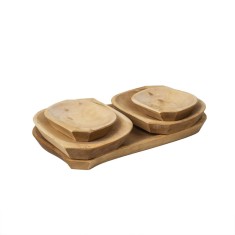 Set 5 platouri din lemn pentru servire, dimensiuni variate, maro