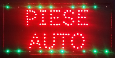 Reclama LED - PIESE AUTO - de interior, afisaj rosu, 48 x 25 cm foto