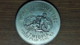 Etiopia - moneda aniversara senzationala - 2 birr 1982 UNC / necirculata - Campionatul Mondial - uriasa ⌀39mm