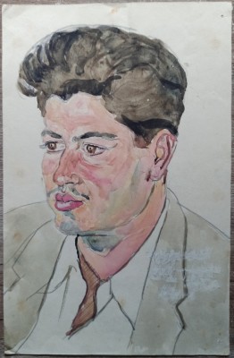 Portretul unui tanar// acuarela, anii &amp;#039;40 foto