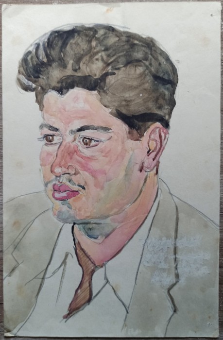 Portretul unui tanar// acuarela, anii &#039;40