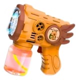 Pistol automat cu balaone de sapun, de jucarie, dimensiuni 14x13x6 cm, ușor și ergonomic, functionare cu baterii, crem